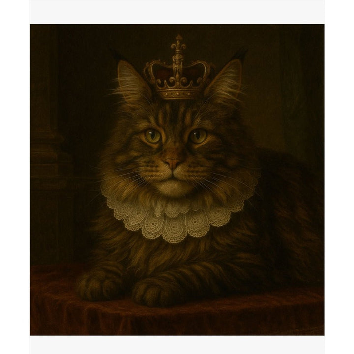 Royale Cat Matte Poster - Vintage Crowned Main Coon Wall Art