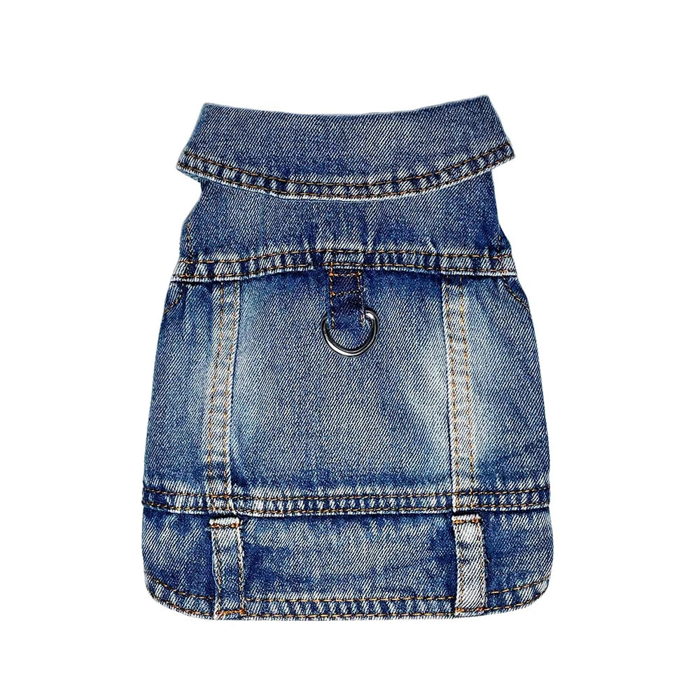 Dog Jean Jacket Pet Denim Clothes for Small Dogs Fashion Classic Girl Boy Cat Costumes Puppy Outfit Shirts Machine Washable