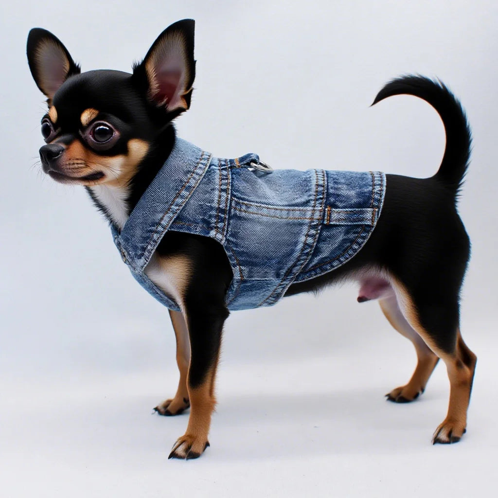 Dog Jean Jacket Pet Denim Clothes for Small Dogs Fashion Classic Girl Boy Cat Costumes Puppy Outfit Shirts Machine Washable