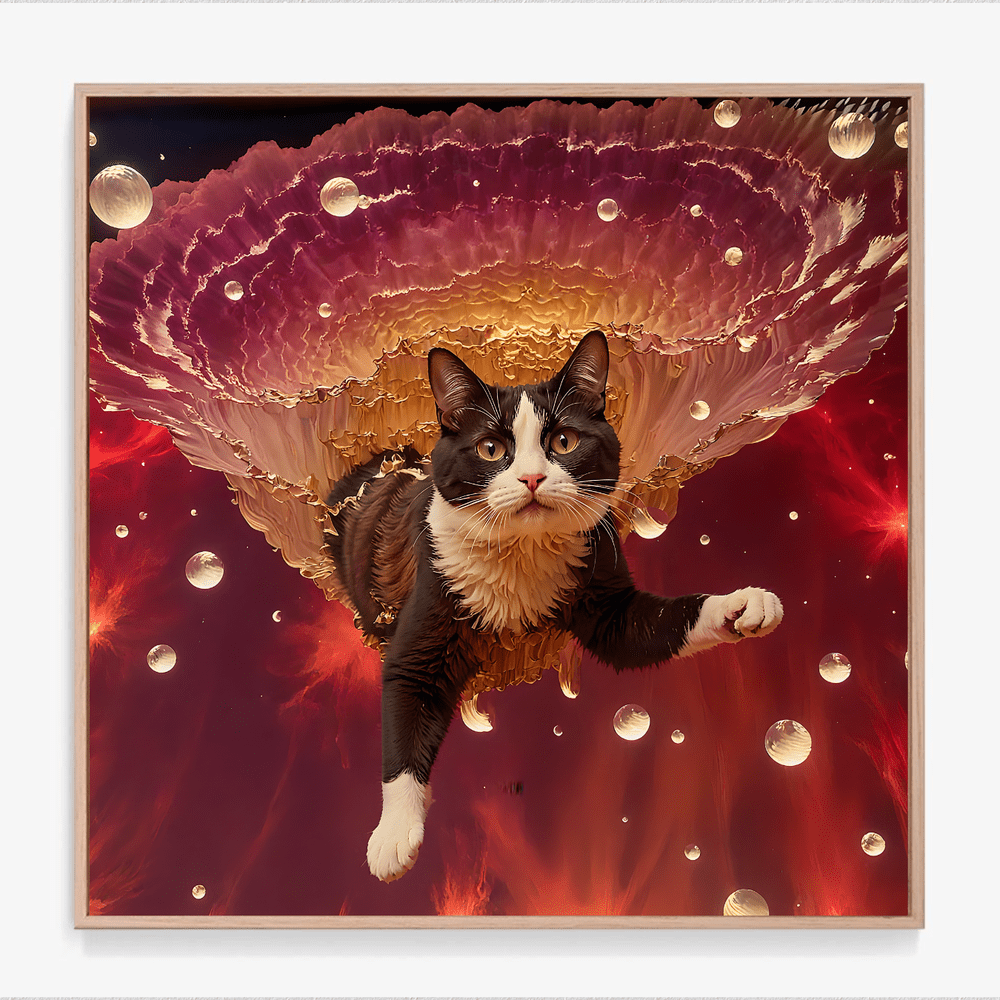 Tuxedo Cat Art Print - The Astronaut