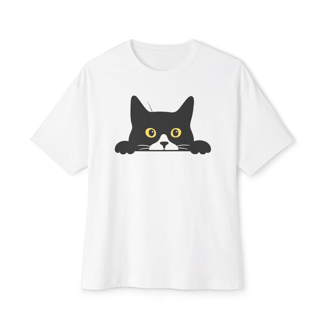 Peekaboo Tuxedo Cat Shirt White