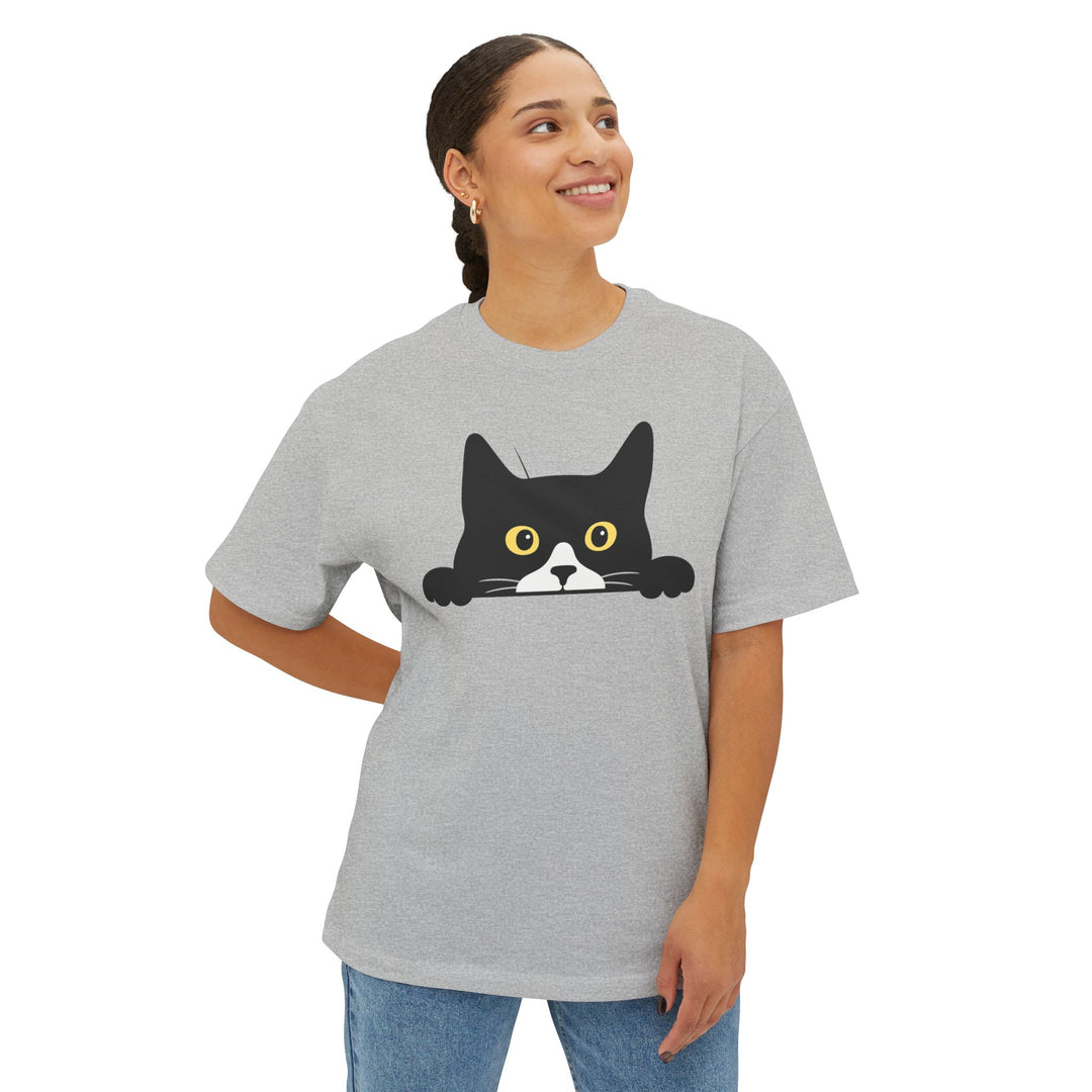 Peekaboo Tuxedo Cat Shirt Athletic Heather
