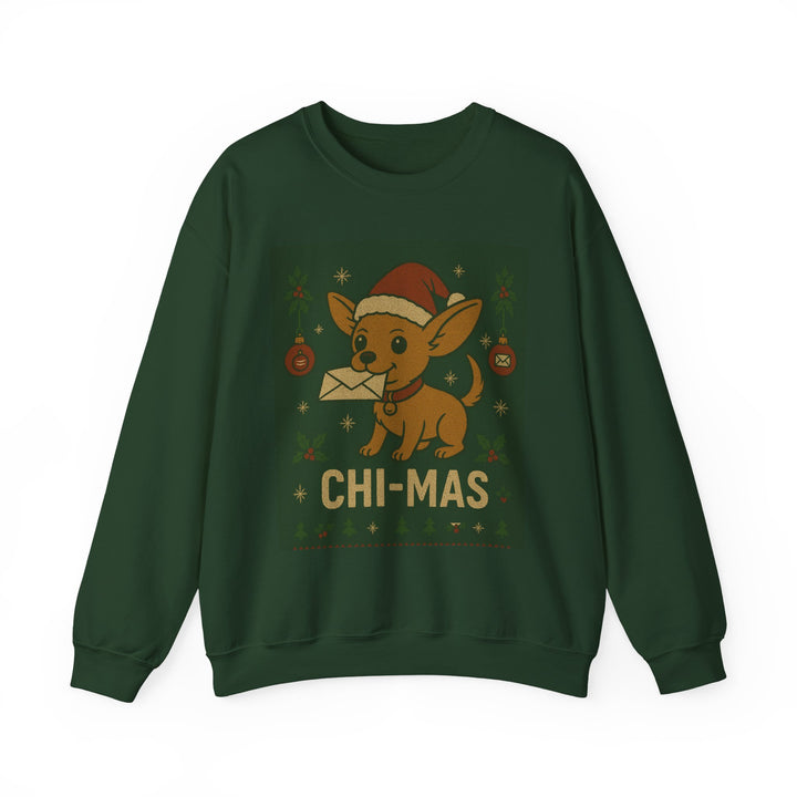 Chi-Mas Sweatshirt - Cute Chihuahua Christmas Crewneck Forest Green