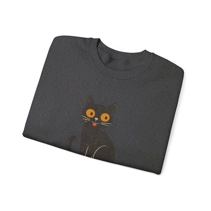 Vintage Style Black Cat Crewneck Sweatshirt - Playful Cat Graphic
