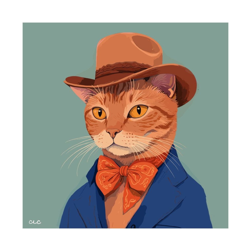 Cat Art Print - The Dapper Cat 10″ x 10″ Matte