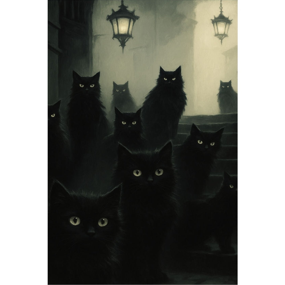 Gothic Cat Art Print - The Gathering 12″ x 18″ Matte