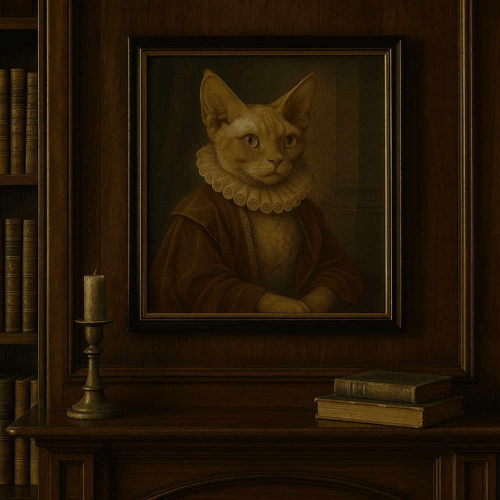 Regal Devon Rex Cat Portrait Matte Vertical Poster