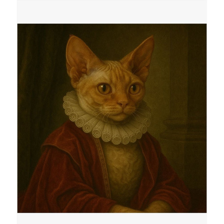 Regal Devon Rex Cat Portrait Matte Vertical Poster 8" x 10" Matte
