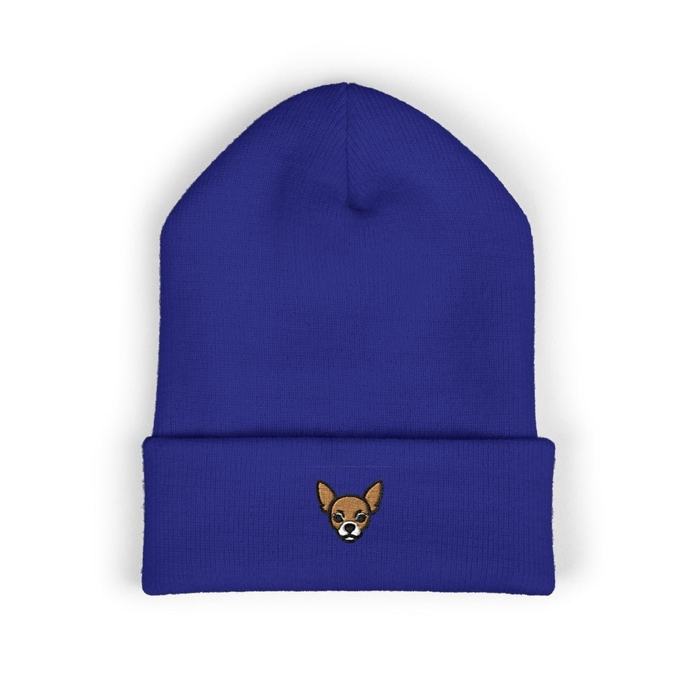 Tiny Chihuahua Embroidered Beanie One size Royal